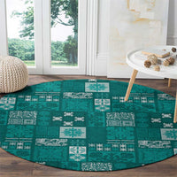 Vintage Hawaiian Quilting Patterns Round Carpet Turquoise Style Tribal Fabric Patchwork LT9 - Polynesian Pride