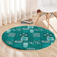 Vintage Hawaiian Quilting Patterns Round Carpet Turquoise Style Tribal Fabric Patchwork LT9 - Polynesian Pride