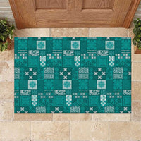 Vintage Hawaiian Quilting Patterns Rubber Doormat Turquoise Style Tribal Fabric Patchwork LT9 Turquoise - Polynesian Pride