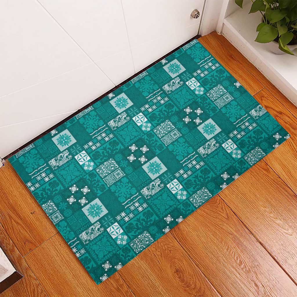 Vintage Hawaiian Quilting Patterns Rubber Doormat Turquoise Style Tribal Fabric Patchwork LT9 - Polynesian Pride