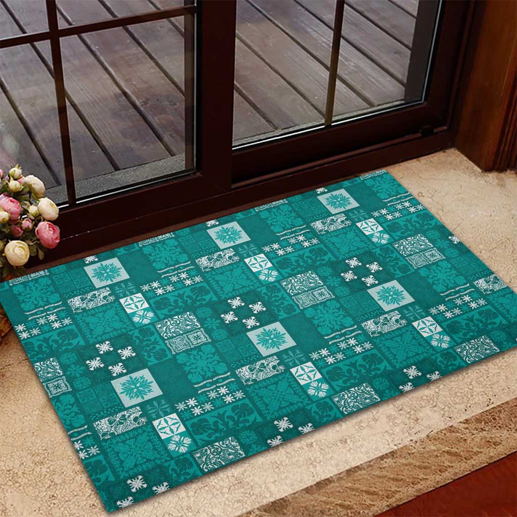 Vintage Hawaiian Quilting Patterns Rubber Doormat Turquoise Style Tribal Fabric Patchwork LT9 - Polynesian Pride