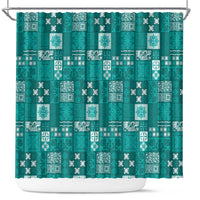 Vintage Hawaiian Quilting Patterns Shower Curtain Turquoise Style Tribal Fabric Patchwork LT9 Turquoise - Polynesian Pride