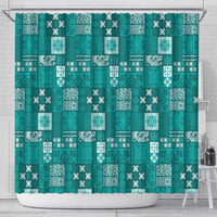 Vintage Hawaiian Quilting Patterns Shower Curtain Turquoise Style Tribal Fabric Patchwork LT9 - Polynesian Pride