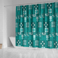 Vintage Hawaiian Quilting Patterns Shower Curtain Turquoise Style Tribal Fabric Patchwork LT9 - Polynesian Pride