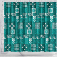 Vintage Hawaiian Quilting Patterns Shower Curtain Turquoise Style Tribal Fabric Patchwork LT9 - Polynesian Pride