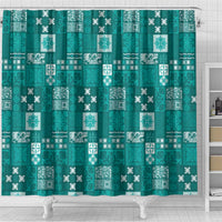 Vintage Hawaiian Quilting Patterns Shower Curtain Turquoise Style Tribal Fabric Patchwork LT9 - Polynesian Pride