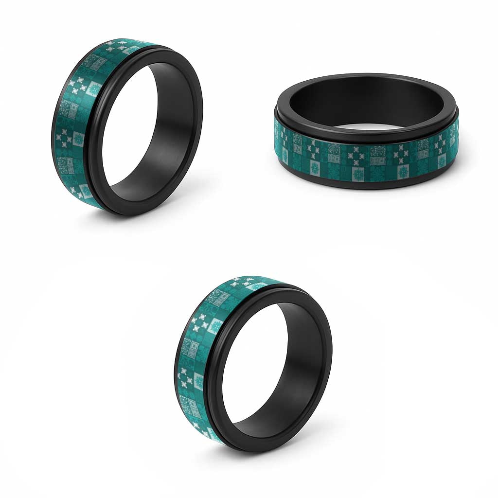 Vintage Hawaiian Quilting Patterns Spinner Ring Turquoise Style Tribal Fabric Patchwork LT9 - Polynesian Pride