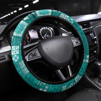 Vintage Hawaiian Quilting Patterns Steering Wheel Cover Turquoise Style Tribal Fabric Patchwork LT9 Universal Fit Turquoise - Polynesian Pride