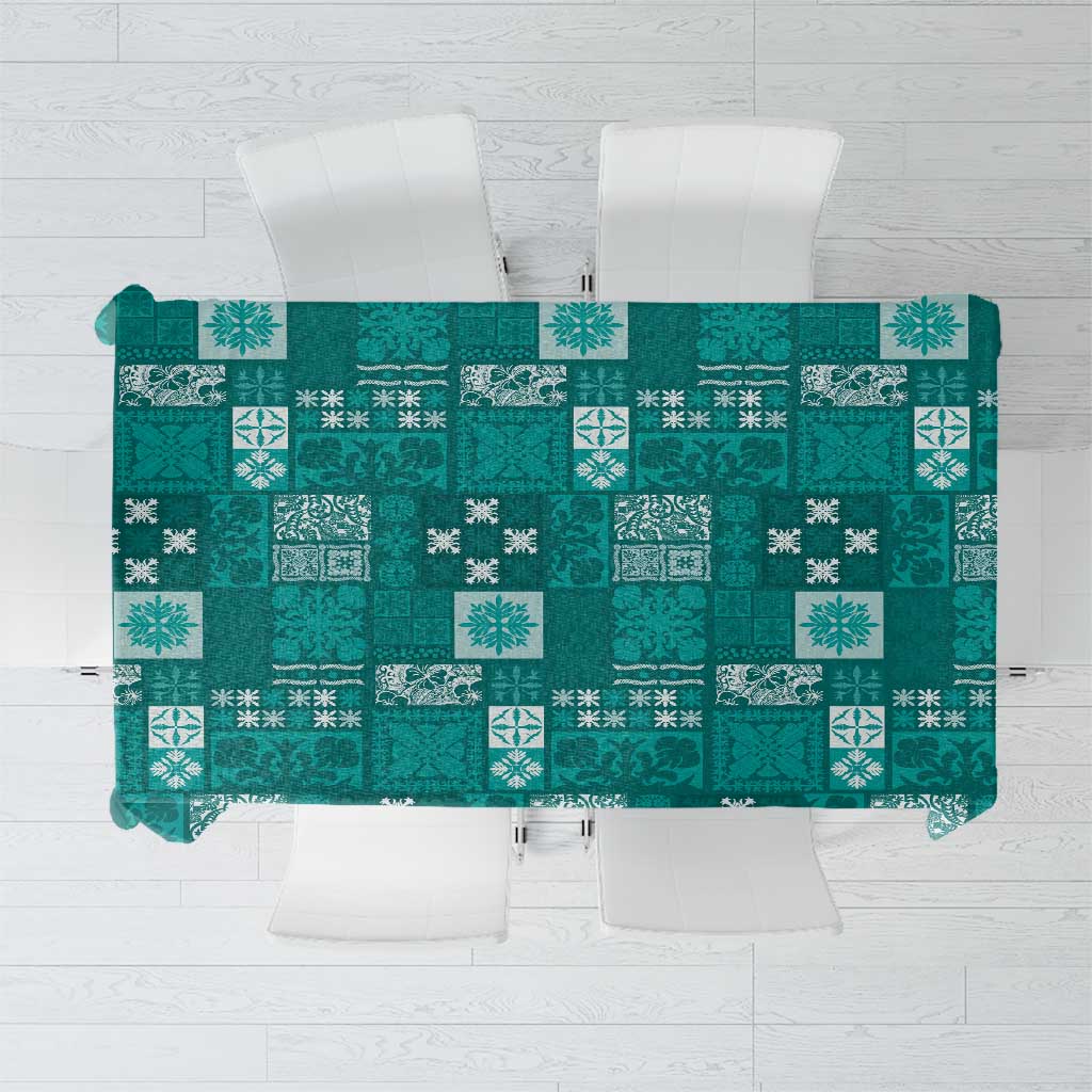 Vintage Hawaiian Quilting Patterns Tablecloth Turquoise Style Tribal Fabric Patchwork LT9 Turquoise - Polynesian Pride