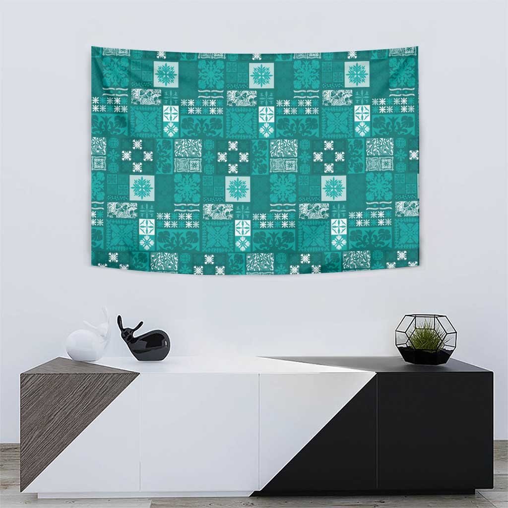 Vintage Hawaiian Quilting Patterns Tapestry Turquoise Style Tribal Fabric Patchwork LT9 - Polynesian Pride