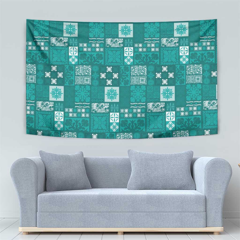 Vintage Hawaiian Quilting Patterns Tapestry Turquoise Style Tribal Fabric Patchwork LT9 - Polynesian Pride