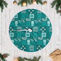 Vintage Hawaiian Quilting Patterns Tree Skirt Turquoise Style Tribal Fabric Patchwork LT9 Casual Turquoise - Polynesian Pride