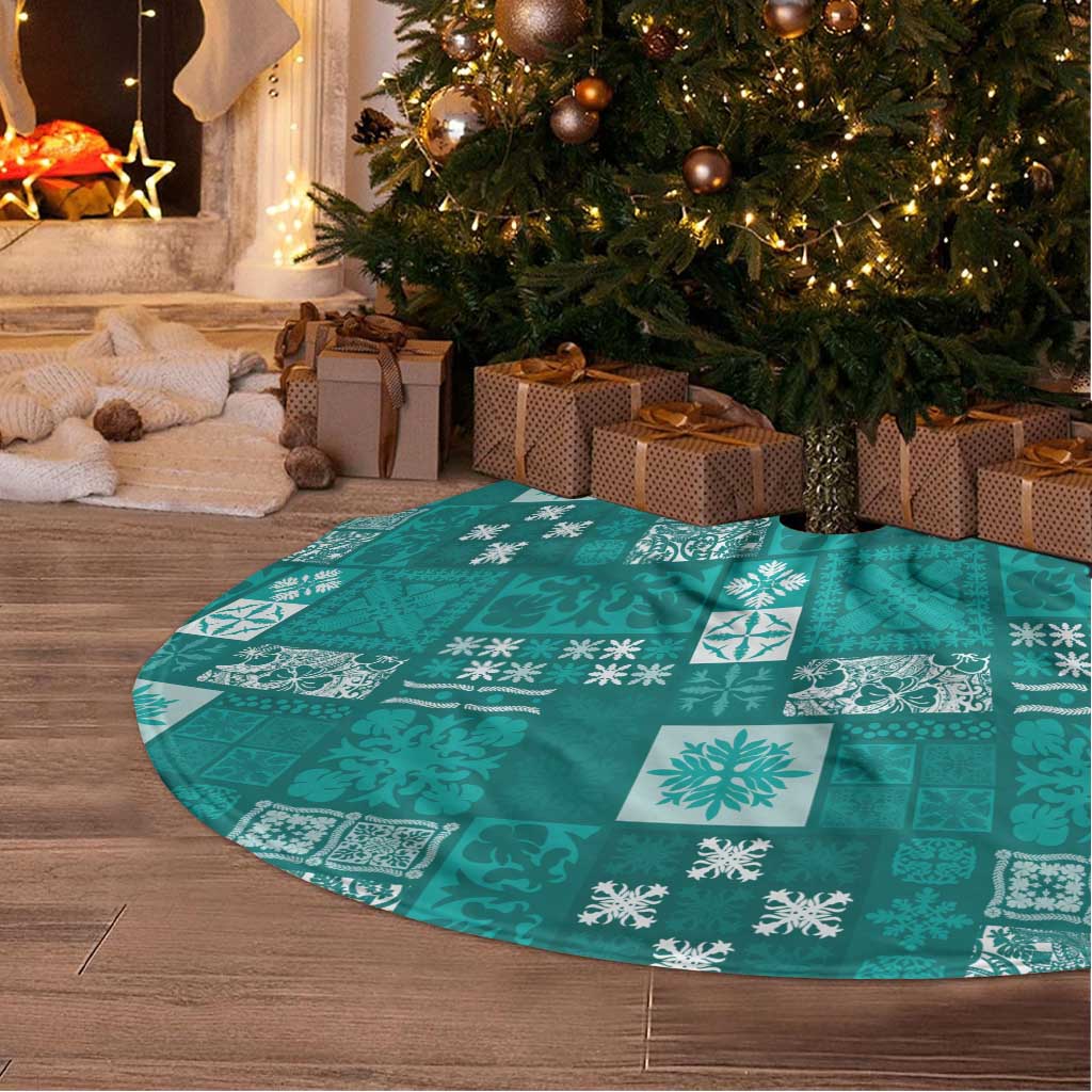 Vintage Hawaiian Quilting Patterns Tree Skirt Turquoise Style Tribal Fabric Patchwork LT9 - Polynesian Pride