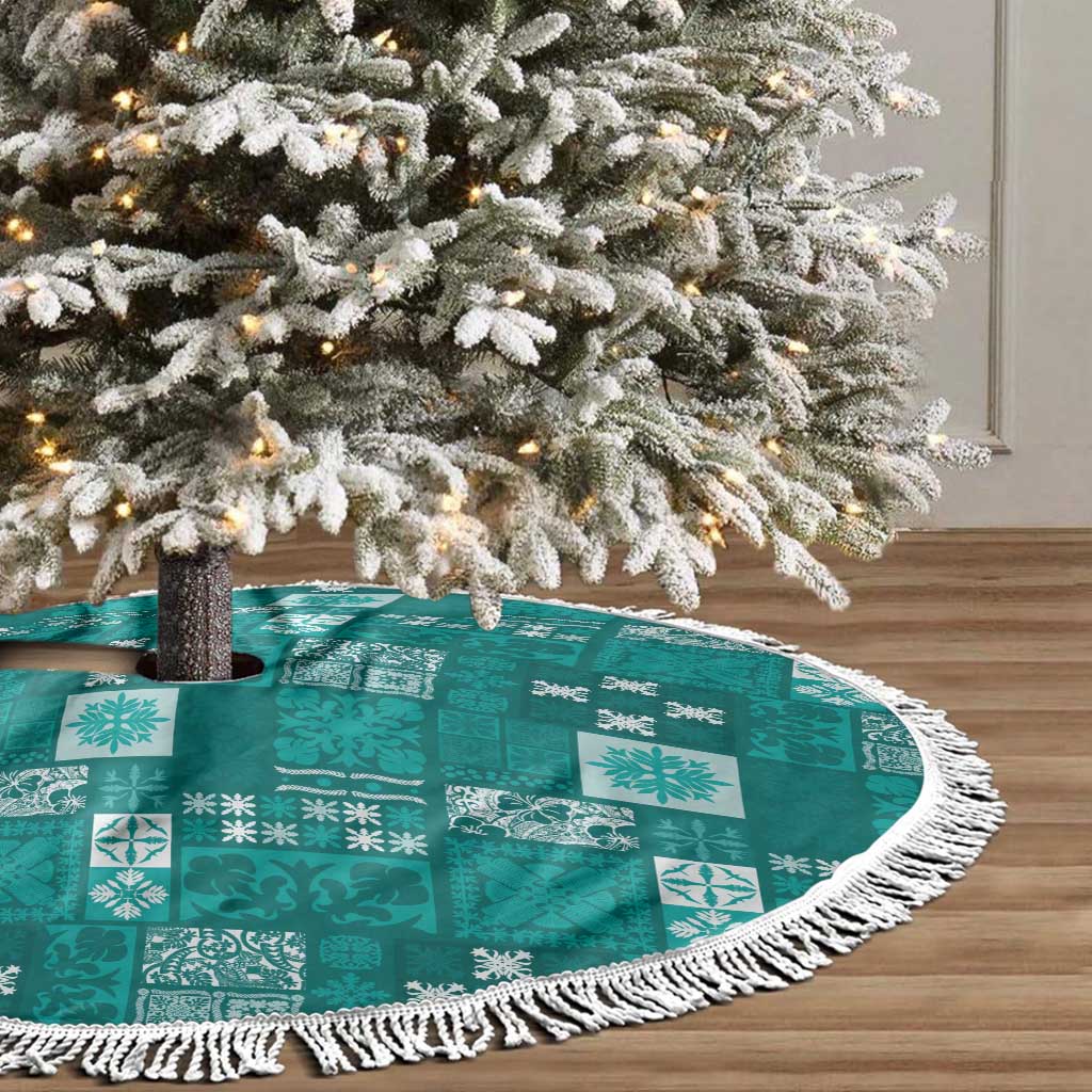 Vintage Hawaiian Quilting Patterns Tree Skirt Turquoise Style Tribal Fabric Patchwork LT9 - Polynesian Pride