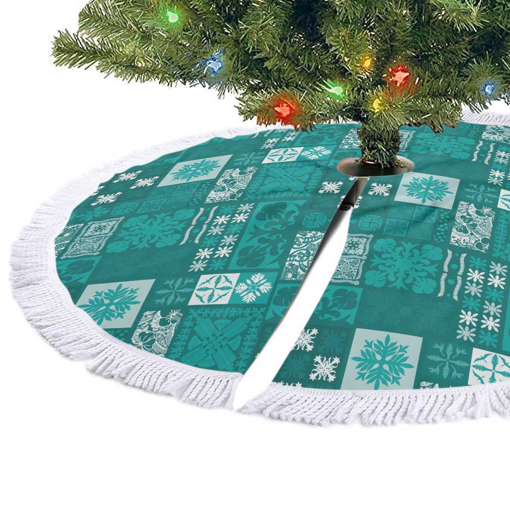 Vintage Hawaiian Quilting Patterns Tree Skirt Turquoise Style Tribal Fabric Patchwork LT9 - Polynesian Pride