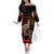 Kangaroo and Kiwi Bird ANZAC Day Custom Off The Shoulder Long Sleeve Dress Soldier Style LT9 Women Black - Polynesian Pride