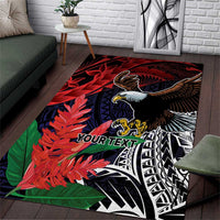 American Samoa Bald Eagle Personalized Area Rug Samoa Muamua Le Atua LT9 Blue - Polynesian Pride