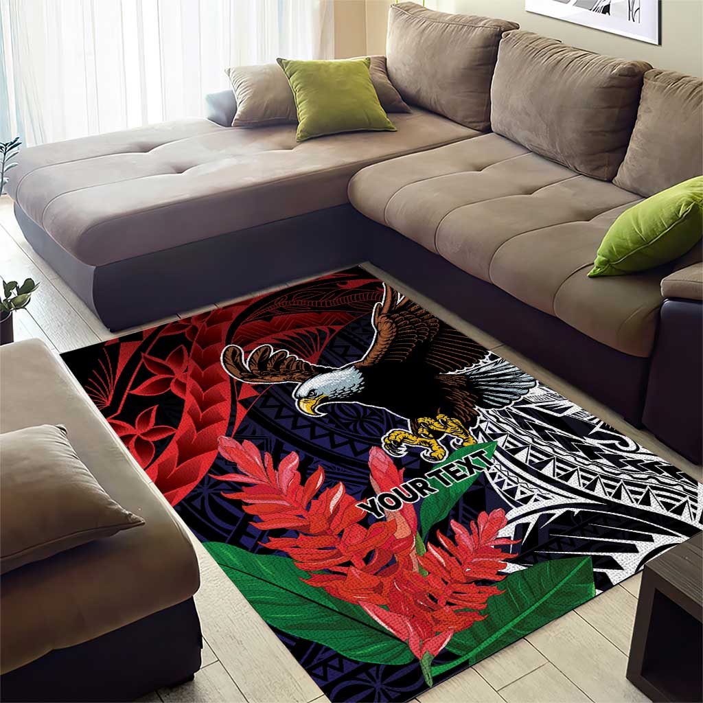 American Samoa Bald Eagle Personalized Area Rug Samoa Muamua Le Atua LT9 - Polynesian Pride