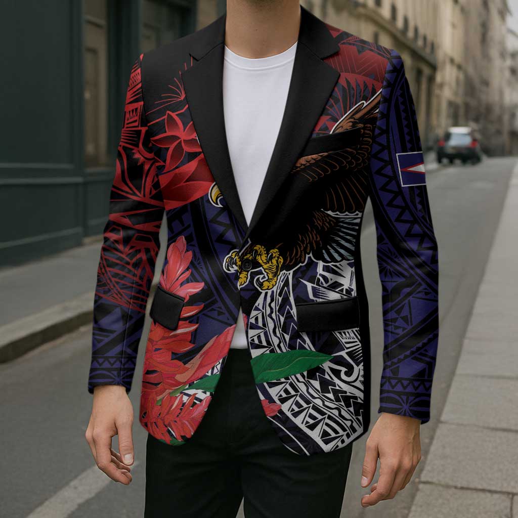 American Samoa Bald Eagle Personalized Blazer Samoa Muamua Le Atua LT9 - Polynesian Pride
