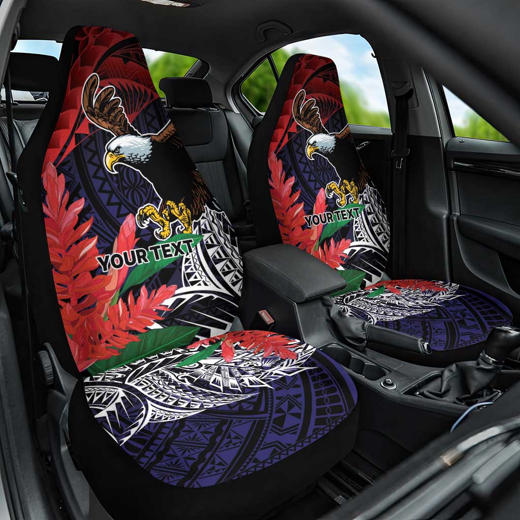 American Samoa Bald Eagle Personalized Car Seat Cover Samoa Muamua Le Atua LT9 One Size Blue - Polynesian Pride
