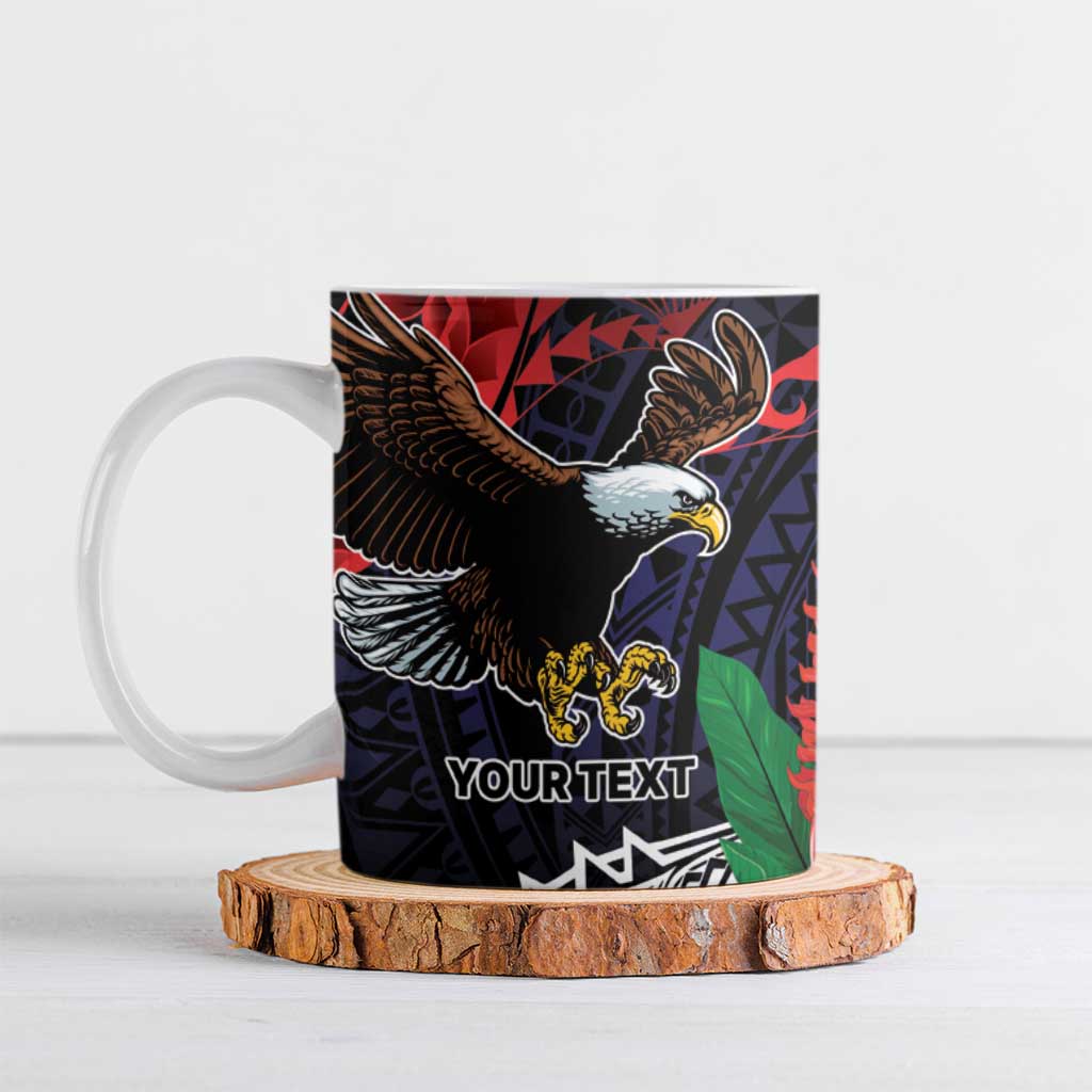 American Samoa Bald Eagle Personalized Ceramic Mug Samoa Muamua Le Atua LT9 Blue - Polynesian Pride