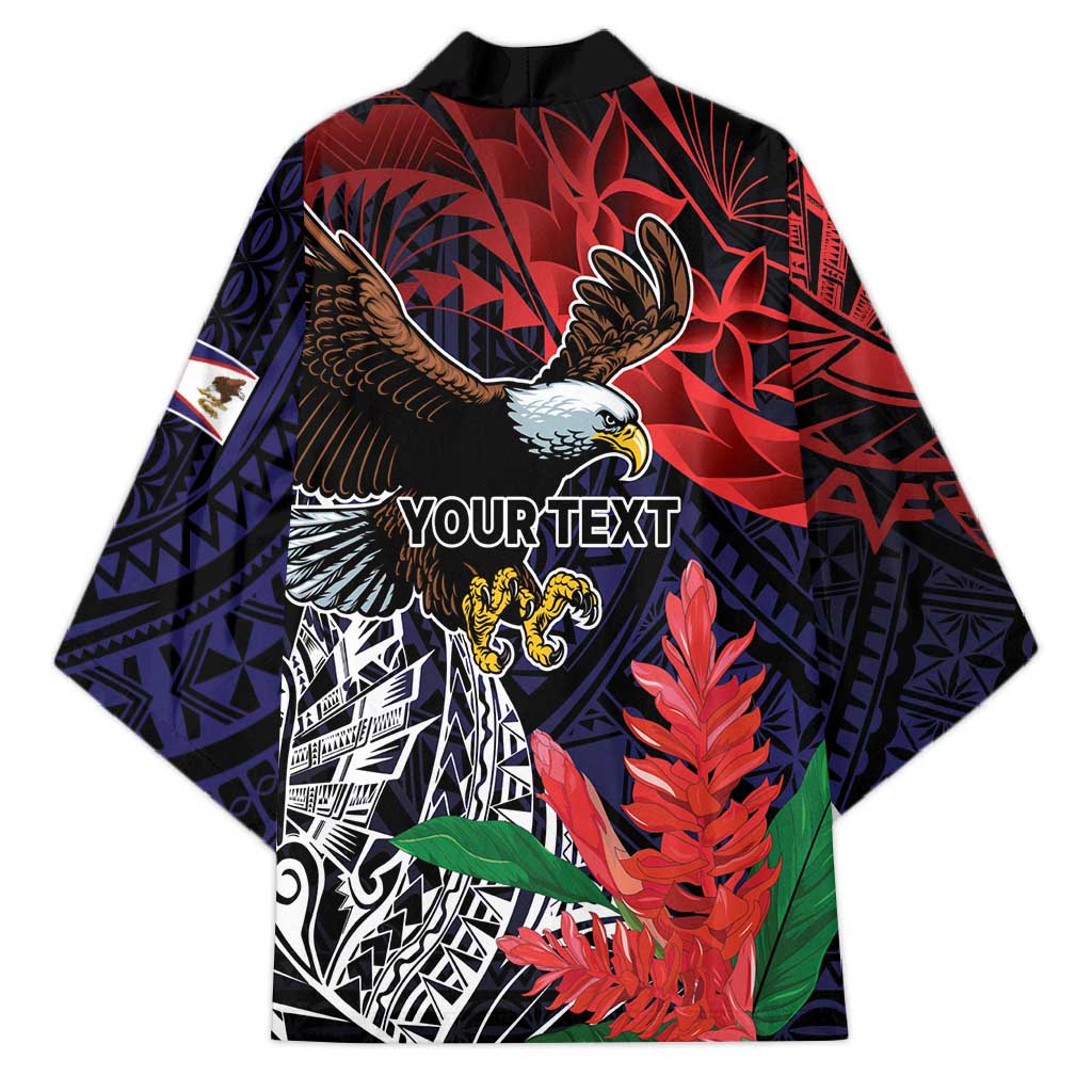 American Samoa Bald Eagle Personalized Kimono Samoa Muamua Le Atua LT9 - Polynesian Pride