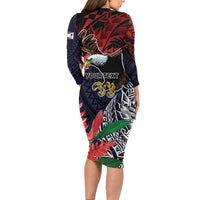 American Samoa Bald Eagle Personalized Long Sleeve Bodycon Dress Samoa Muamua Le Atua LT9 - Polynesian Pride