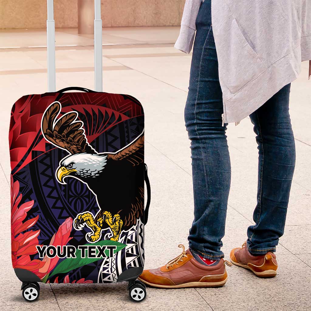 American Samoa Bald Eagle Personalized Luggage Cover Samoa Muamua Le Atua