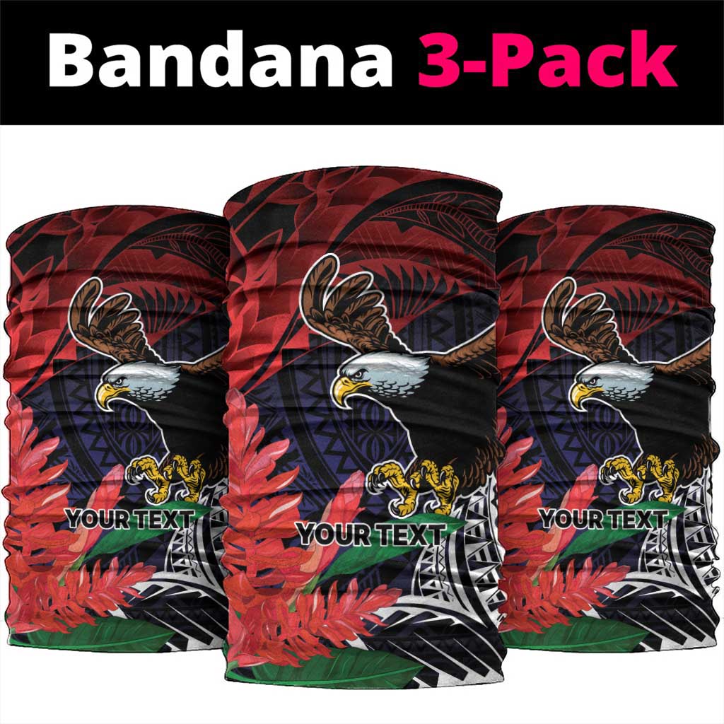 American Samoa Bald Eagle Personalized Neck Gaiter Samoa Muamua Le Atua LT9 package One Size: 25*50cm Blue - Polynesian Pride