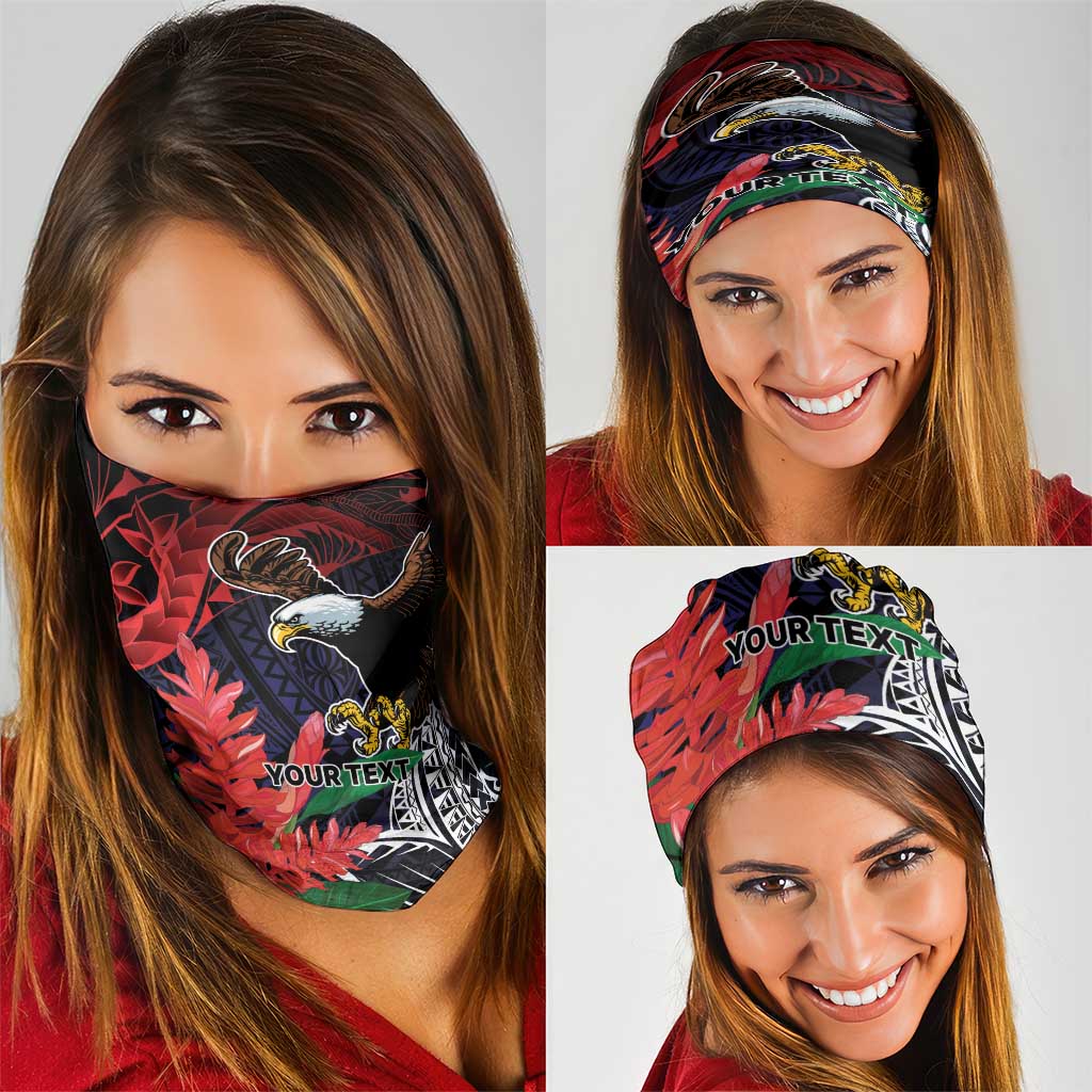 American Samoa Bald Eagle Personalized Neck Gaiter Samoa Muamua Le Atua LT9 - Polynesian Pride
