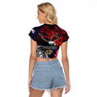 American Samoa Bald Eagle Personalized Raglan Cropped T Shirt Samoa Muamua Le Atua LT9 - Polynesian Pride