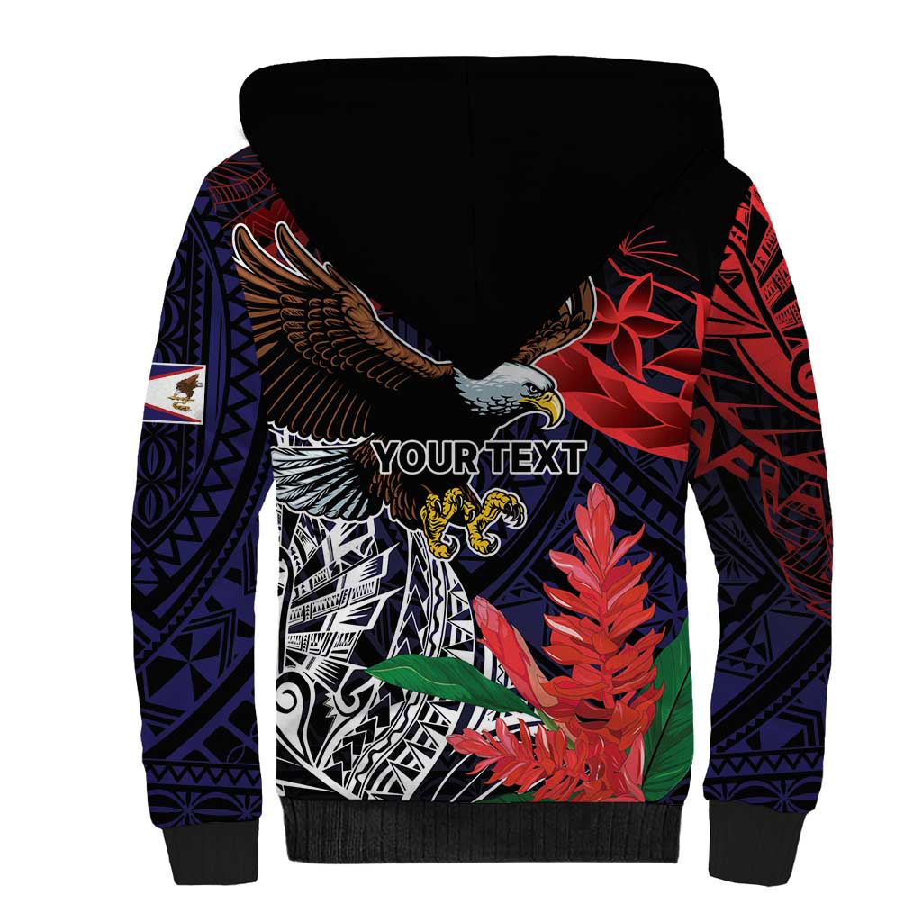 American Samoa Bald Eagle Personalized Sherpa Hoodie Samoa Muamua Le Atua LT9 - Polynesian Pride