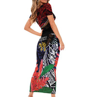 American Samoa Bald Eagle Personalized Short Sleeve Bodycon Dress Samoa Muamua Le Atua LT9 - Polynesian Pride