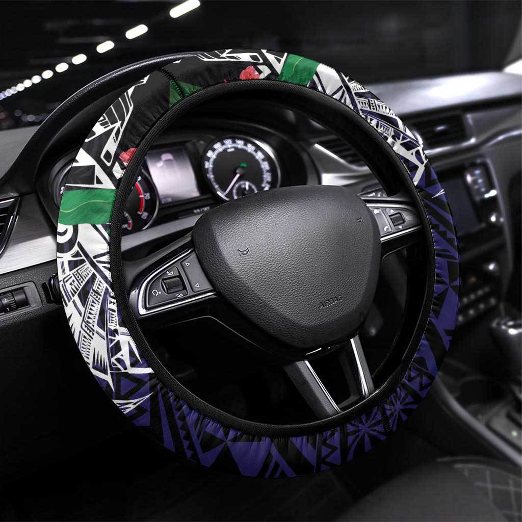 American Samoa Bald Eagle Steering Wheel Cover Samoa Muamua Le Atua