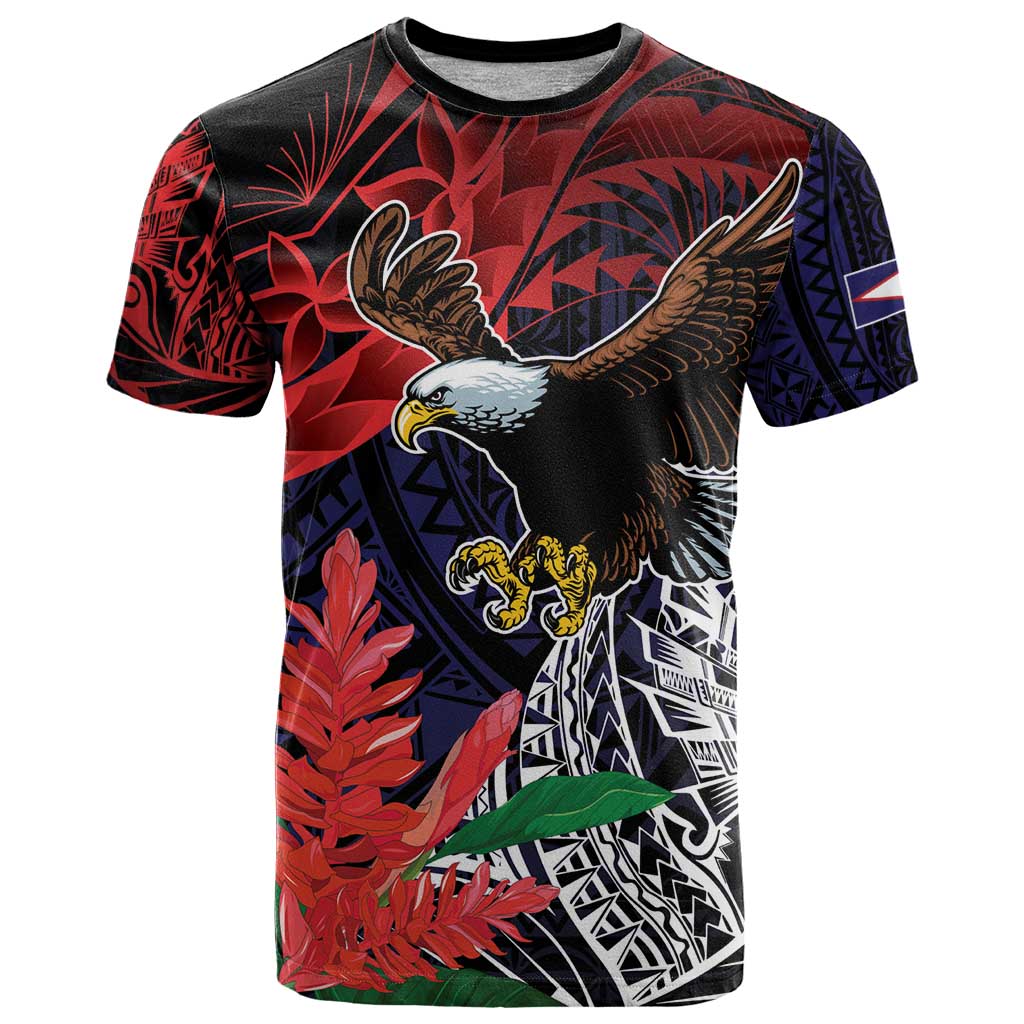 American Samoa Bald Eagle Personalized T Shirt Samoa Muamua Le Atua LT9 Blue - Polynesian Pride