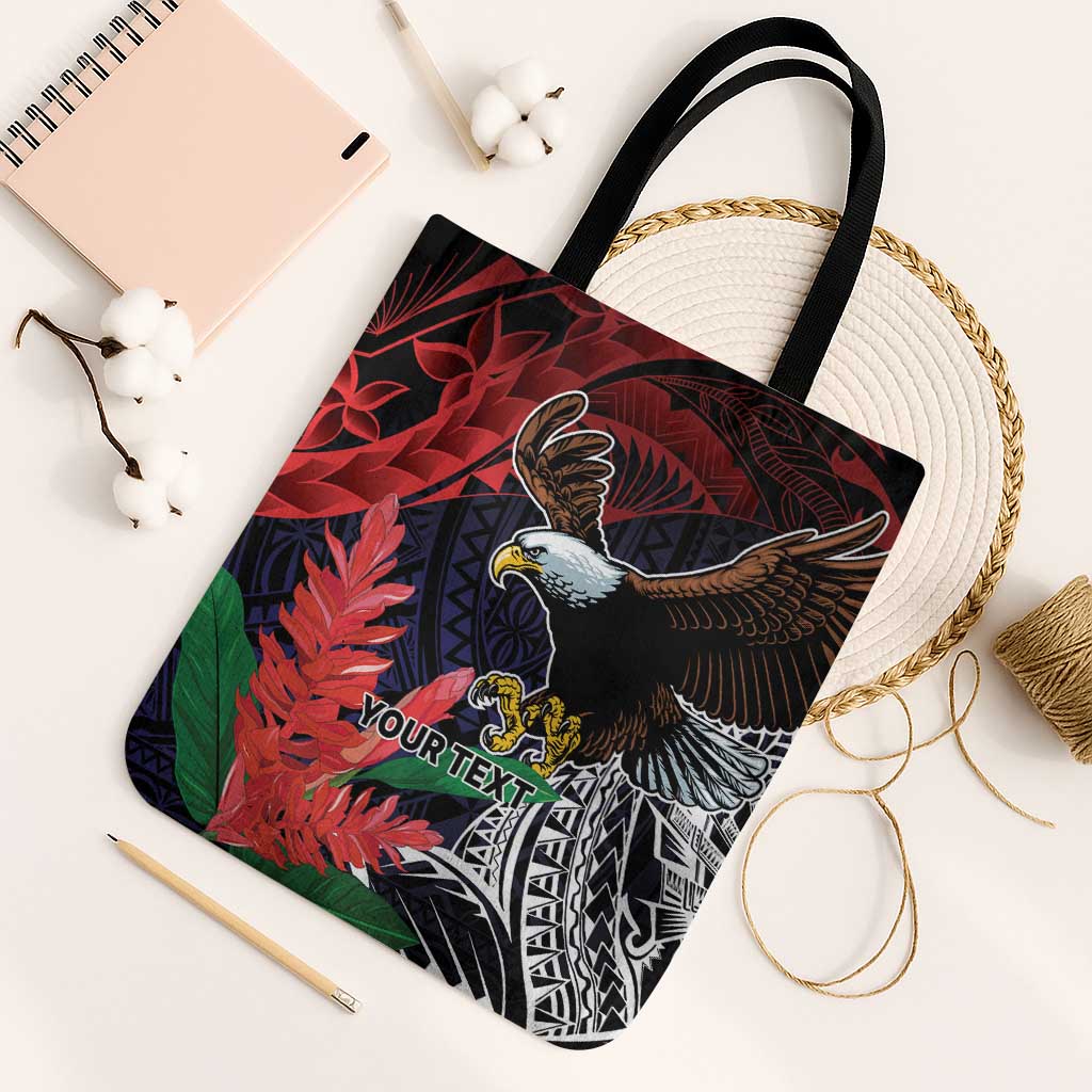 American Samoa Bald Eagle Personalized Tote Bag Samoa Muamua Le Atua LT9 Black Strap One Size Blue - Polynesian Pride