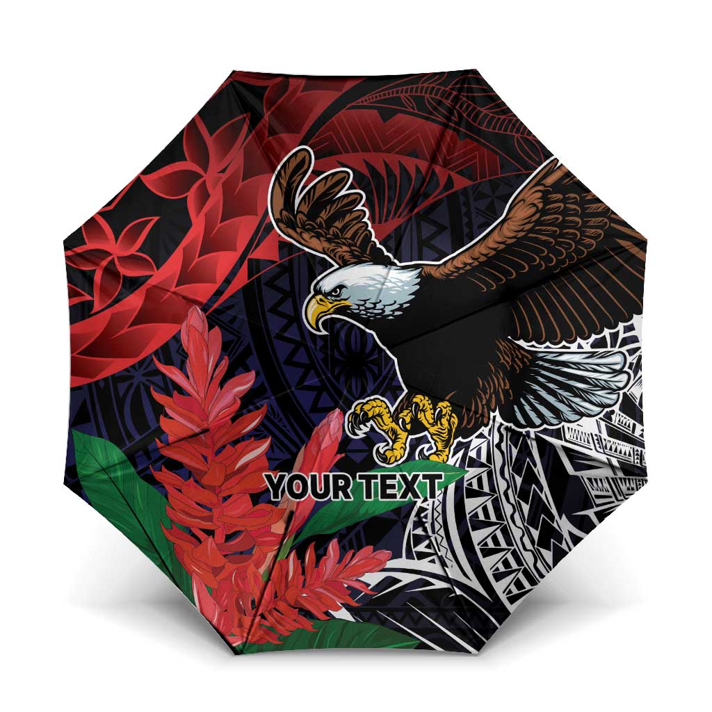 American Samoa Bald Eagle Personalized Umbrella Samoa Muamua Le Atua LT9 One Size Folded 11.42 inch Opened Diameter 37.4 inch Blue - Polynesian Pride