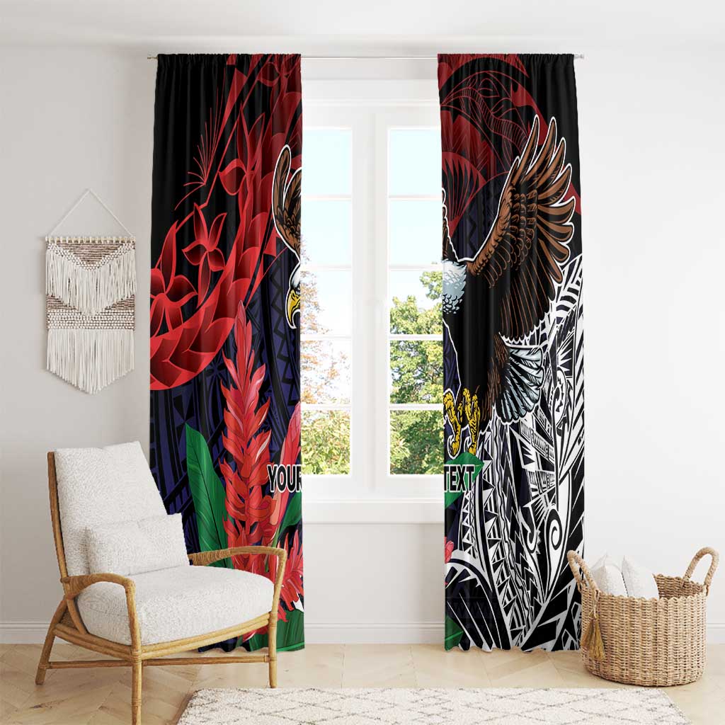 American Samoa Bald Eagle Personalized Window Curtain Samoa Muamua Le Atua LT9 - Polynesian Pride