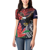 American Samoa Bald Eagle Personalized Women Polo Shirt Samoa Muamua Le Atua LT9 - Polynesian Pride
