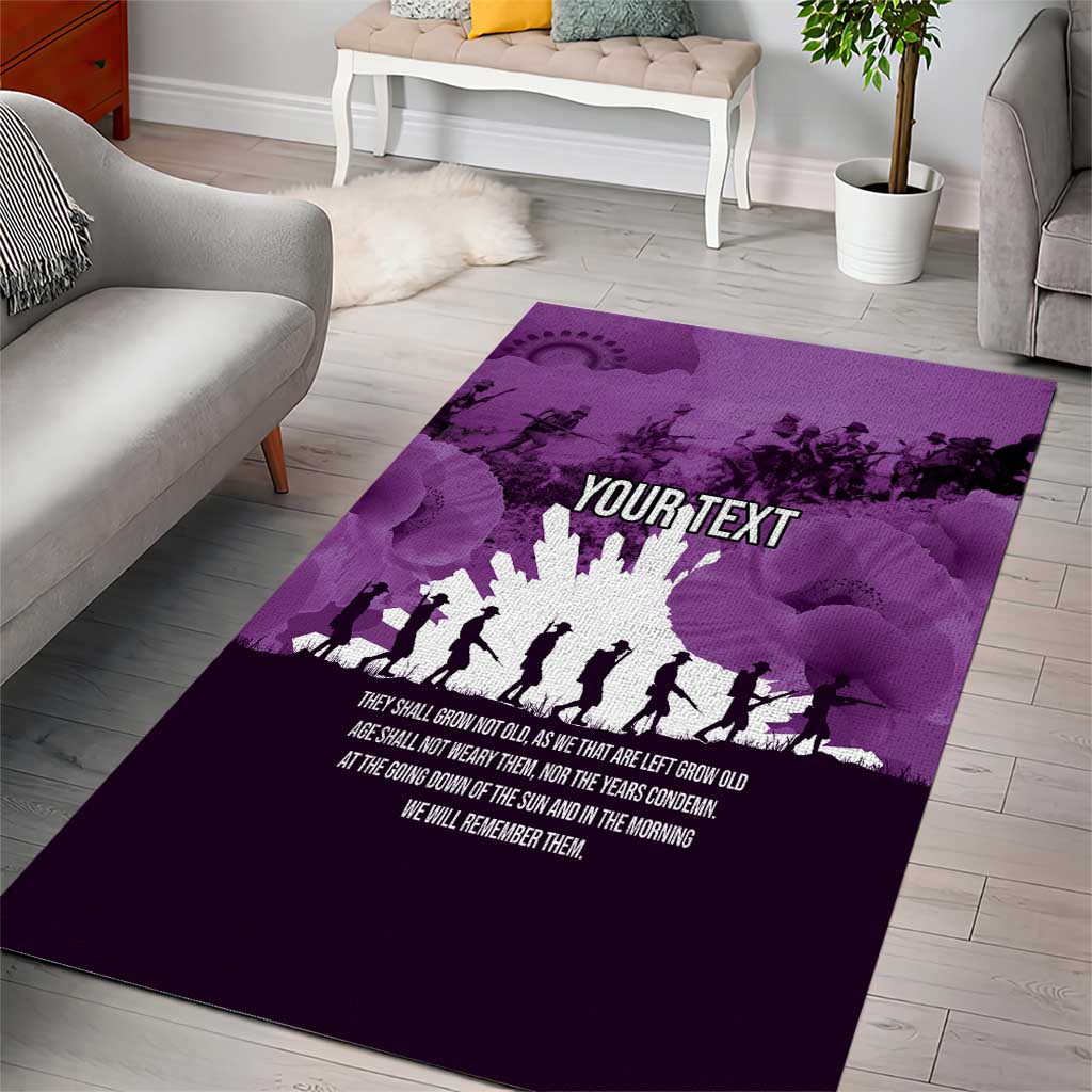 Anzac Day Gallipoli Personalised Area Rug Purple Poppy Flowers LT9 - Polynesian Pride