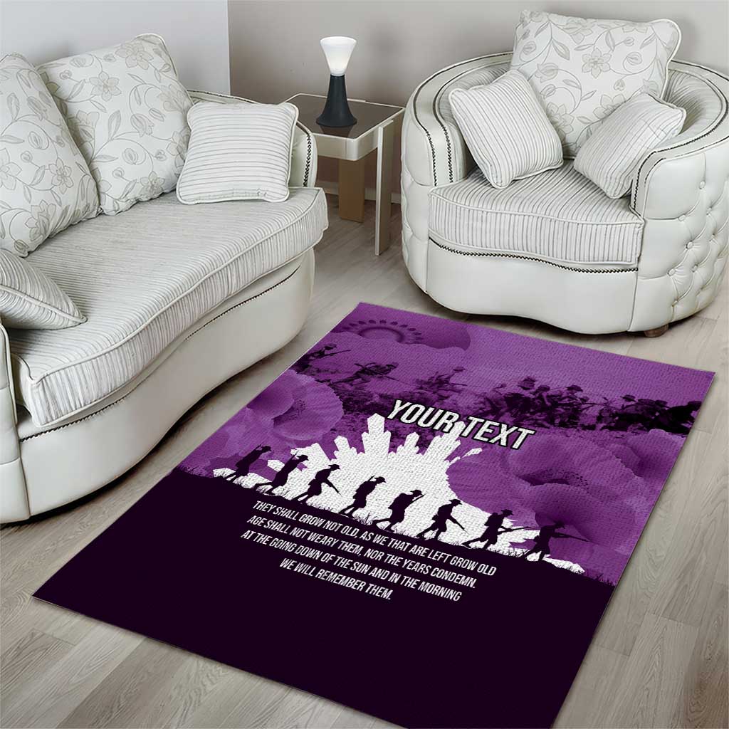 Anzac Day Gallipoli Personalised Area Rug Purple Poppy Flowers LT9 - Polynesian Pride