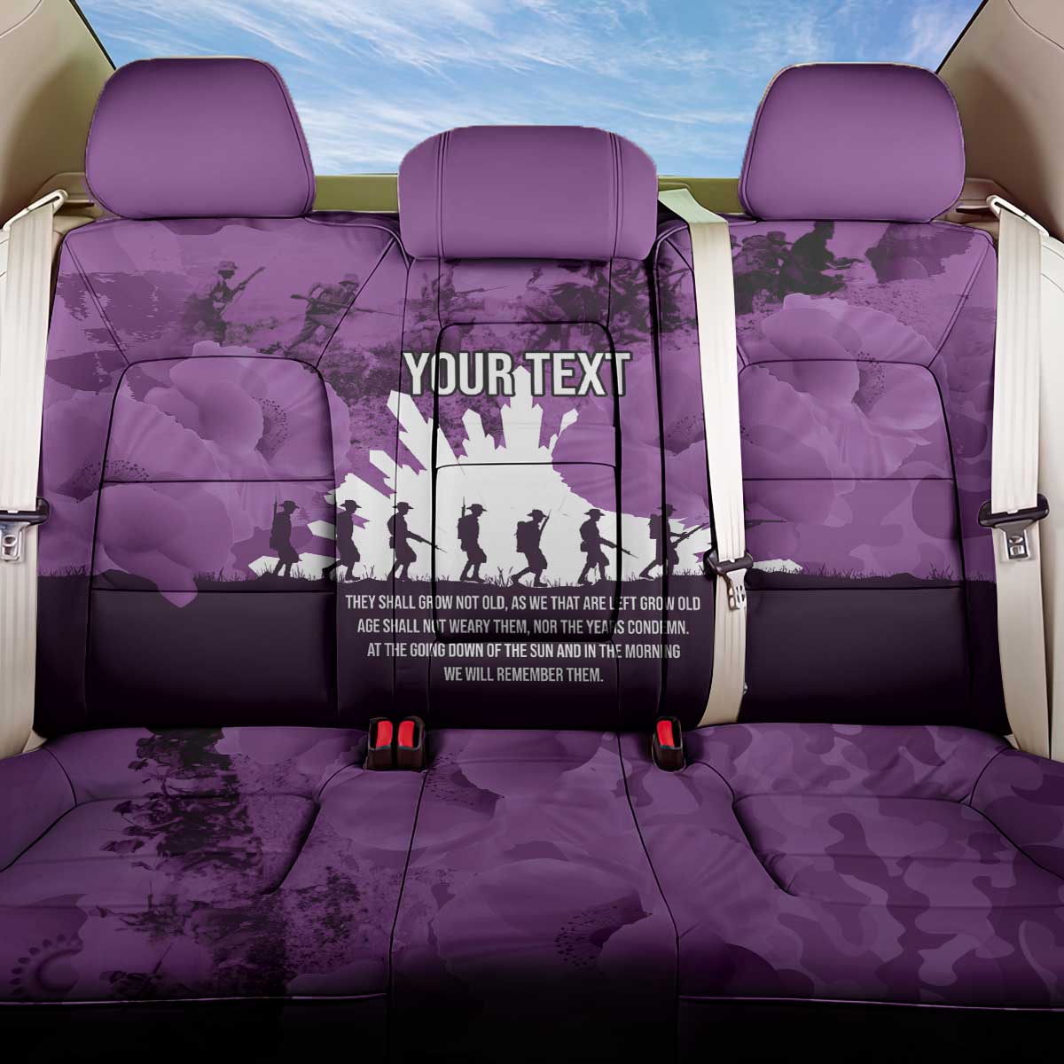 Anzac Day Gallipoli Personalised Back Car Seat Cover Purple Poppy Flowers LT9 One Size Purple - Polynesian Pride
