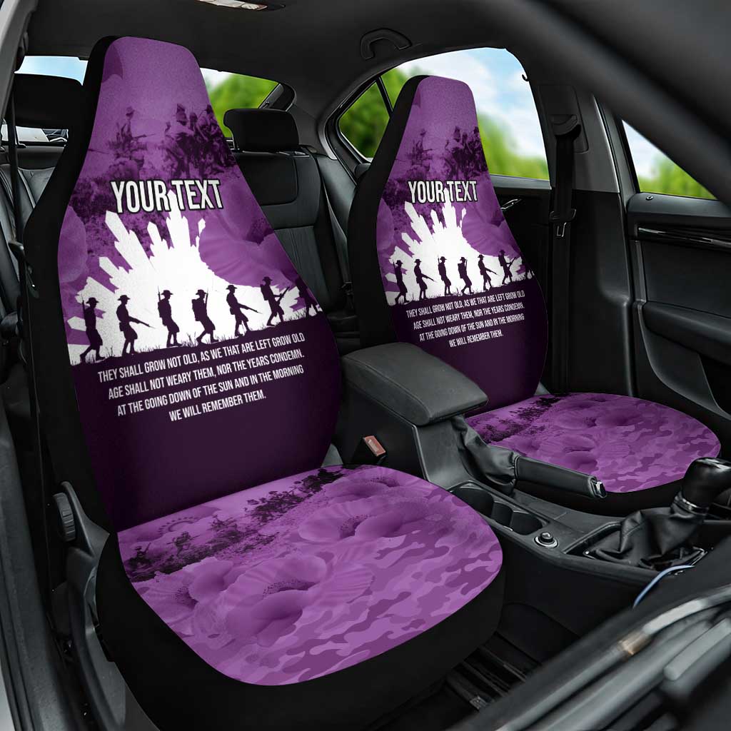 Anzac Day Gallipoli Personalised Car Seat Cover Purple Poppy Flowers LT9 One Size Purple - Polynesian Pride