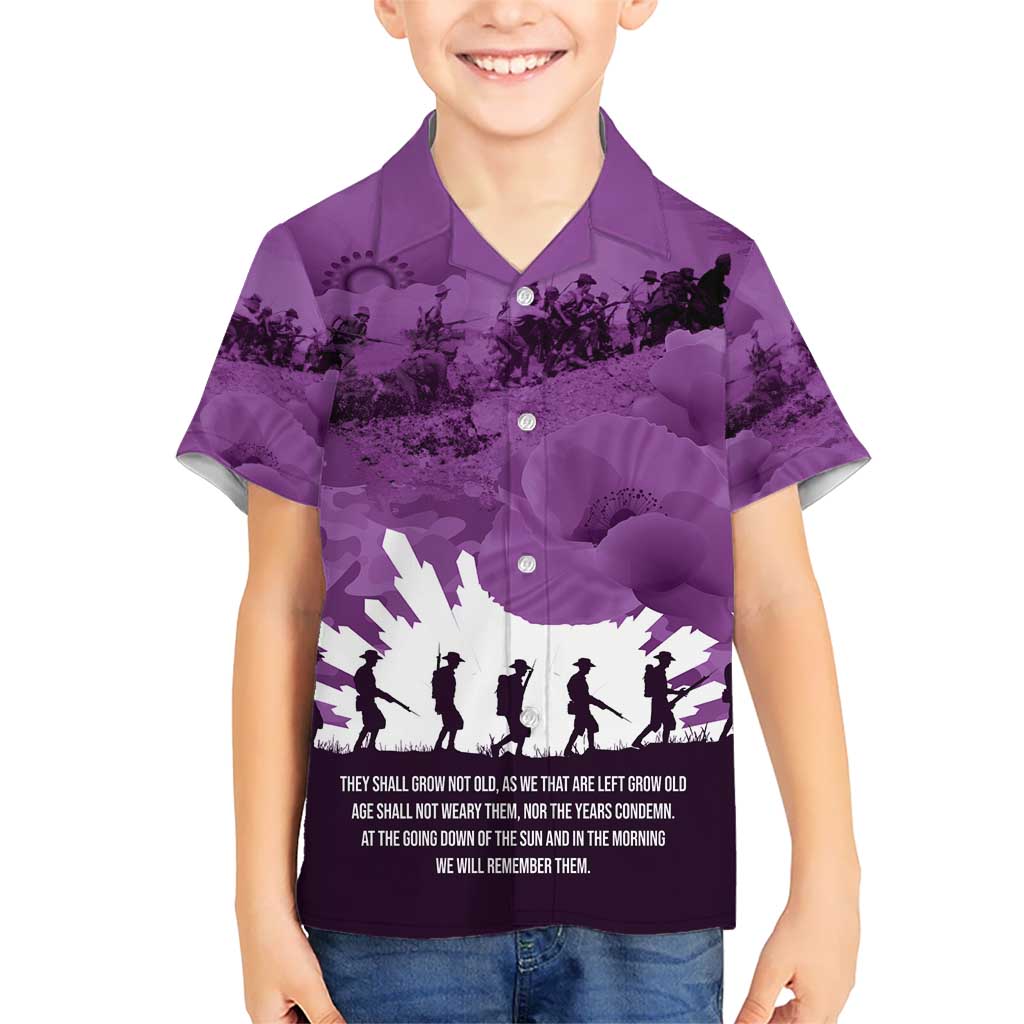 Anzac Day Gallipoli Personalised Kid Hawaiian Shirt Purple Poppy Flowers LT9 Kid Purple - Polynesian Pride