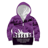Anzac Day Gallipoli Personalised Kid Hoodie Purple Poppy Flowers LT9 Zip Hoodie Purple - Polynesian Pride
