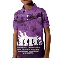 Anzac Day Gallipoli Personalised Kid Polo Shirt Purple Poppy Flowers LT9 Kid Purple - Polynesian Pride