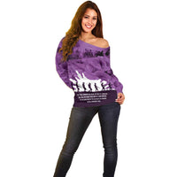 Anzac Day Gallipoli Personalised Off Shoulder Sweater Purple Poppy Flowers LT9 - Polynesian Pride