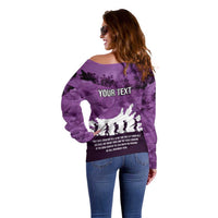 Anzac Day Gallipoli Personalised Off Shoulder Sweater Purple Poppy Flowers LT9 - Polynesian Pride