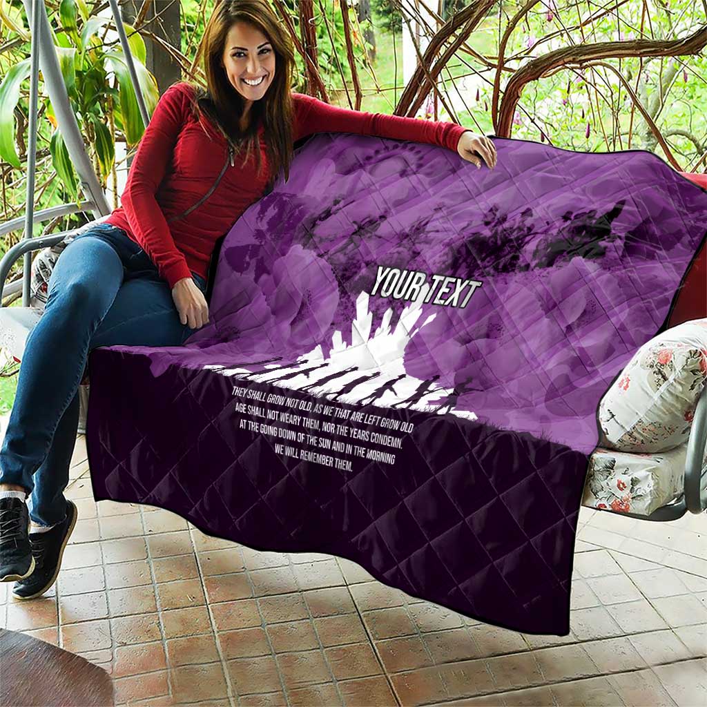 Anzac Day Gallipoli Personalised Quilt Purple Poppy Flowers LT9 - Polynesian Pride