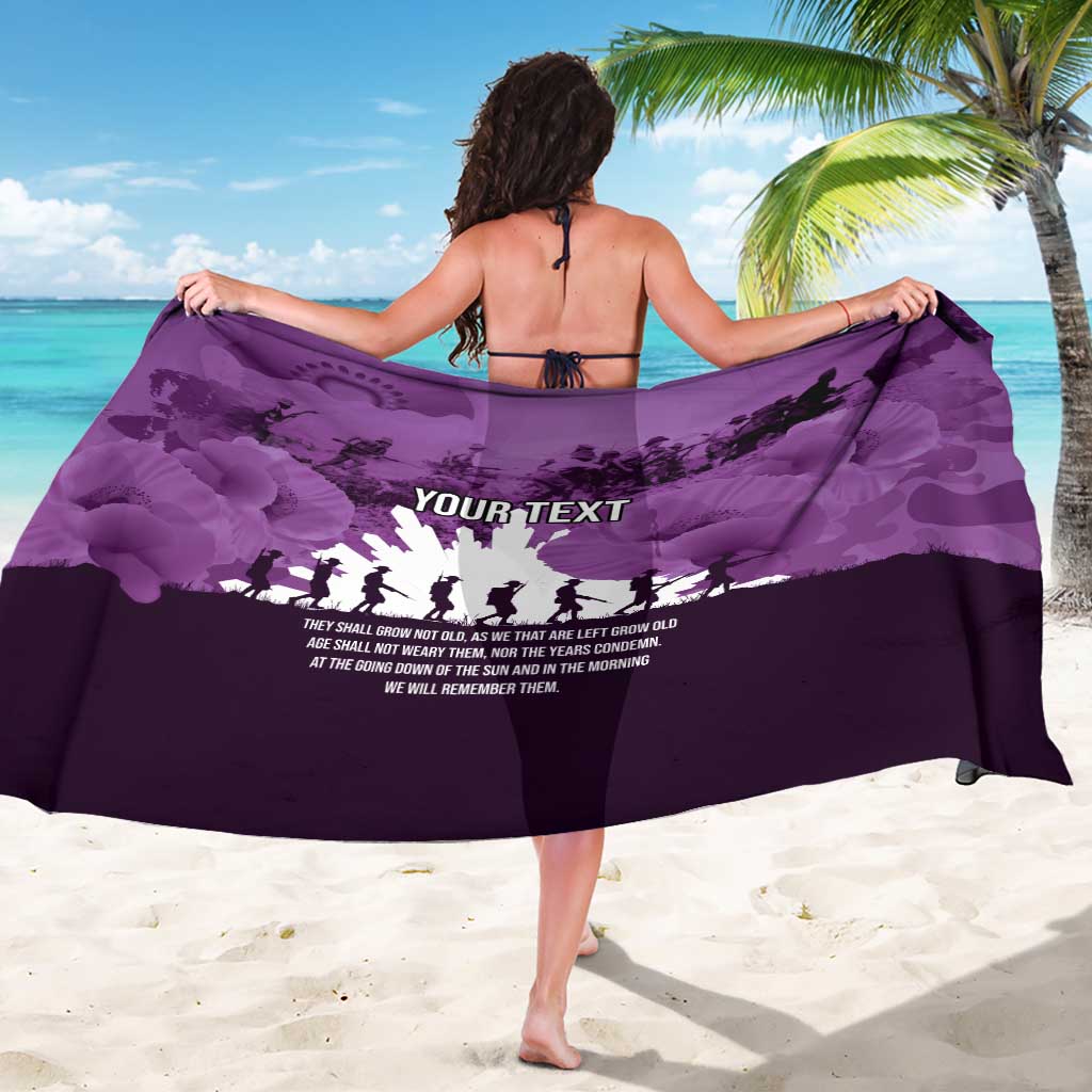 Anzac Day Gallipoli Personalised Sarong Purple Poppy Flowers LT9 - Polynesian Pride